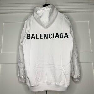 Balenciaga Archetype Back Logo White Pullover Hoodie